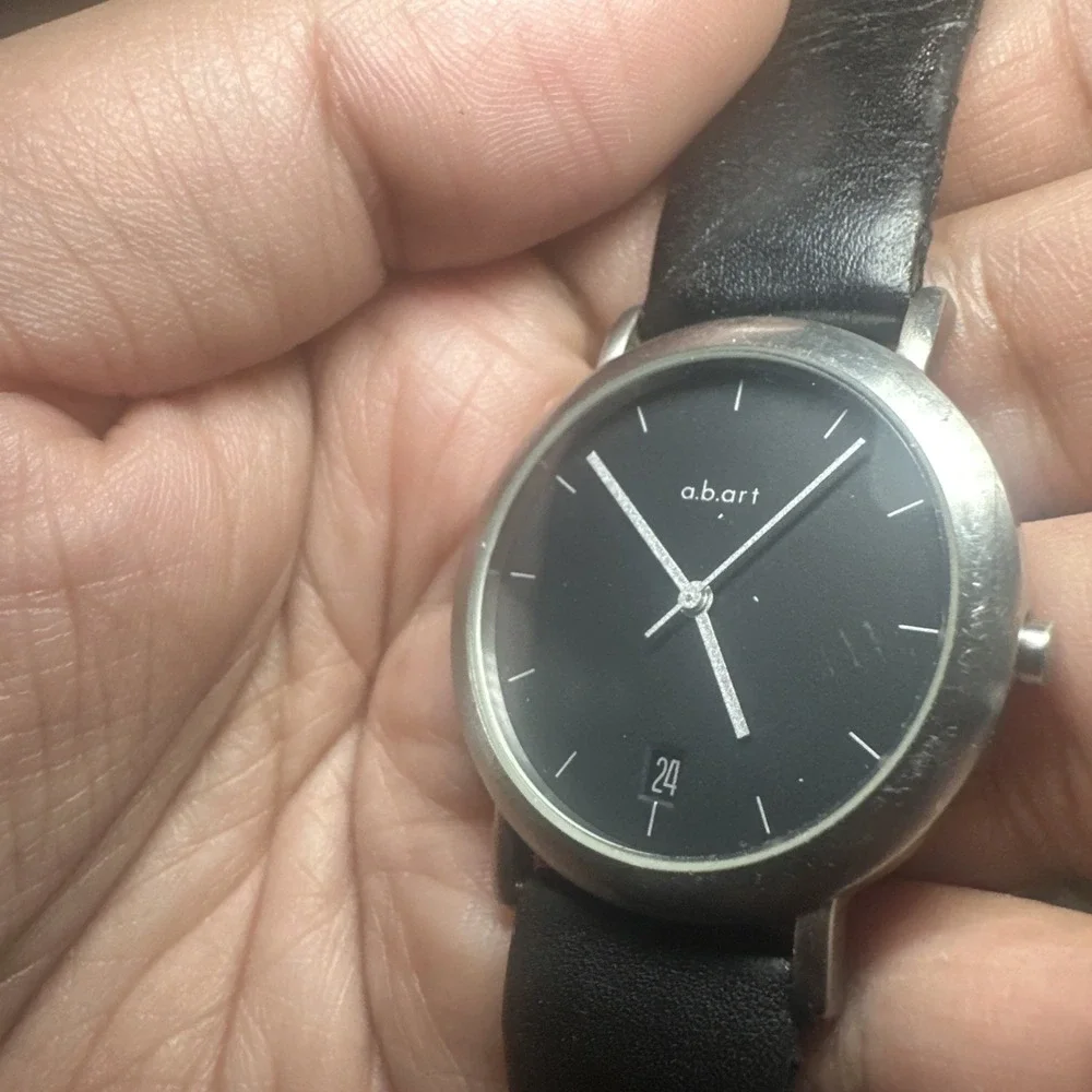 A.B.ART Mens Watch Swiss Made Black 35mm Quartz Rare -‎ Not working For Repair